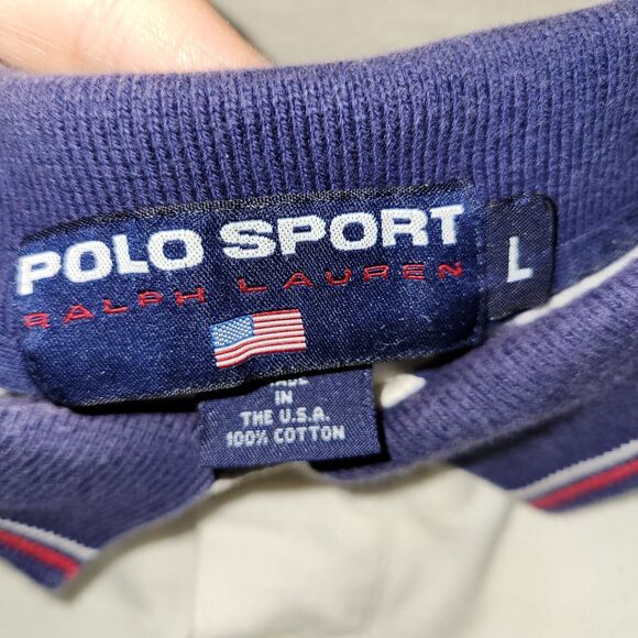 Vintage Polo Sport Ralph Lauren Mens Size L White Retro Preppy Made In USA Y2k - Picture 12 of 16